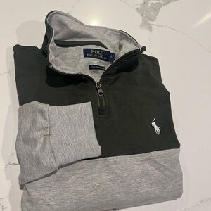 Polo by Ralph Lauren Gray and Dark Green Quarter-Zip Pullover